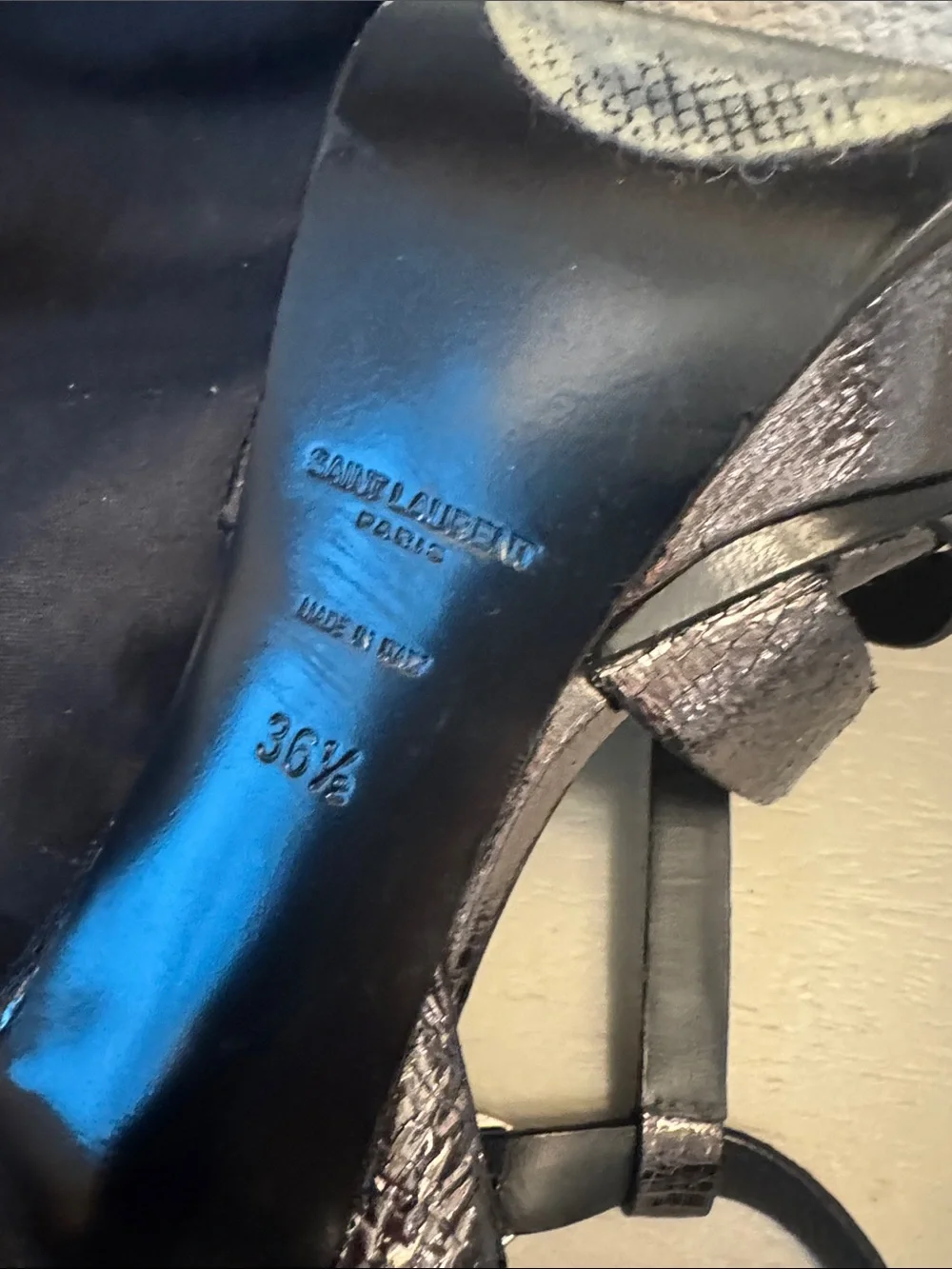 Saint Laurent YSL Tribute Metallica Silver Platform heels